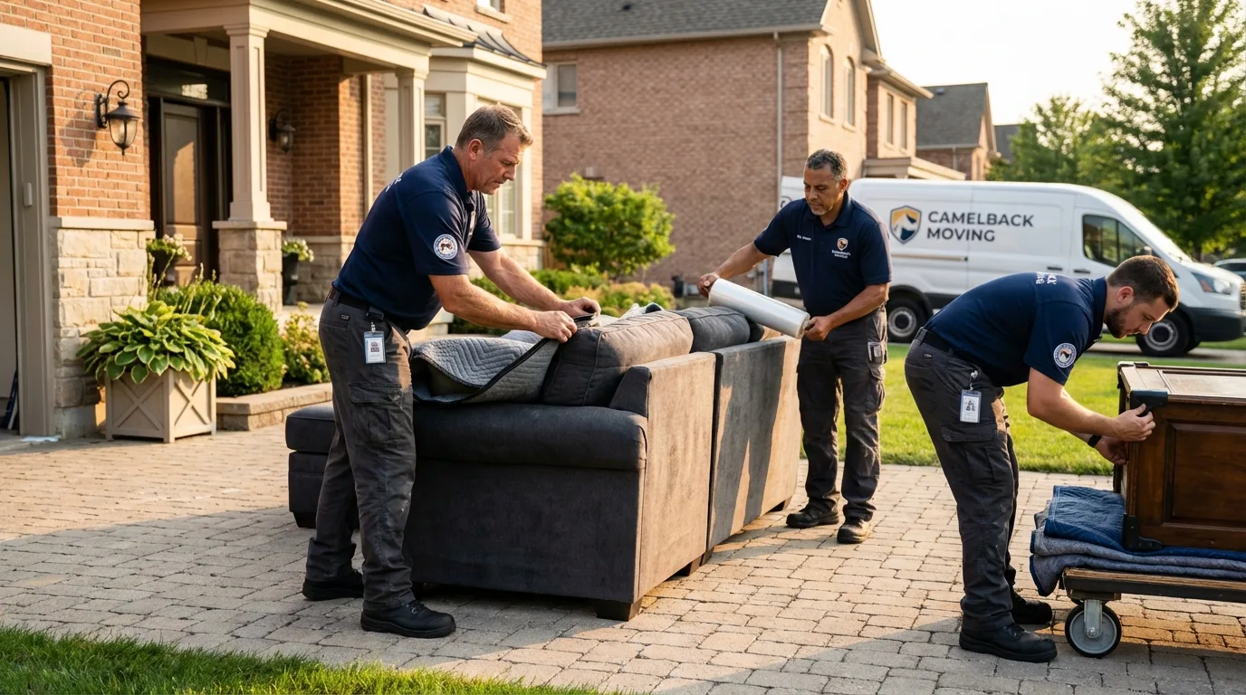 Large estate moving crew wrapping furniture in Lodi, CA